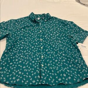 Men’s Teal and White Casual Button Down Shirt